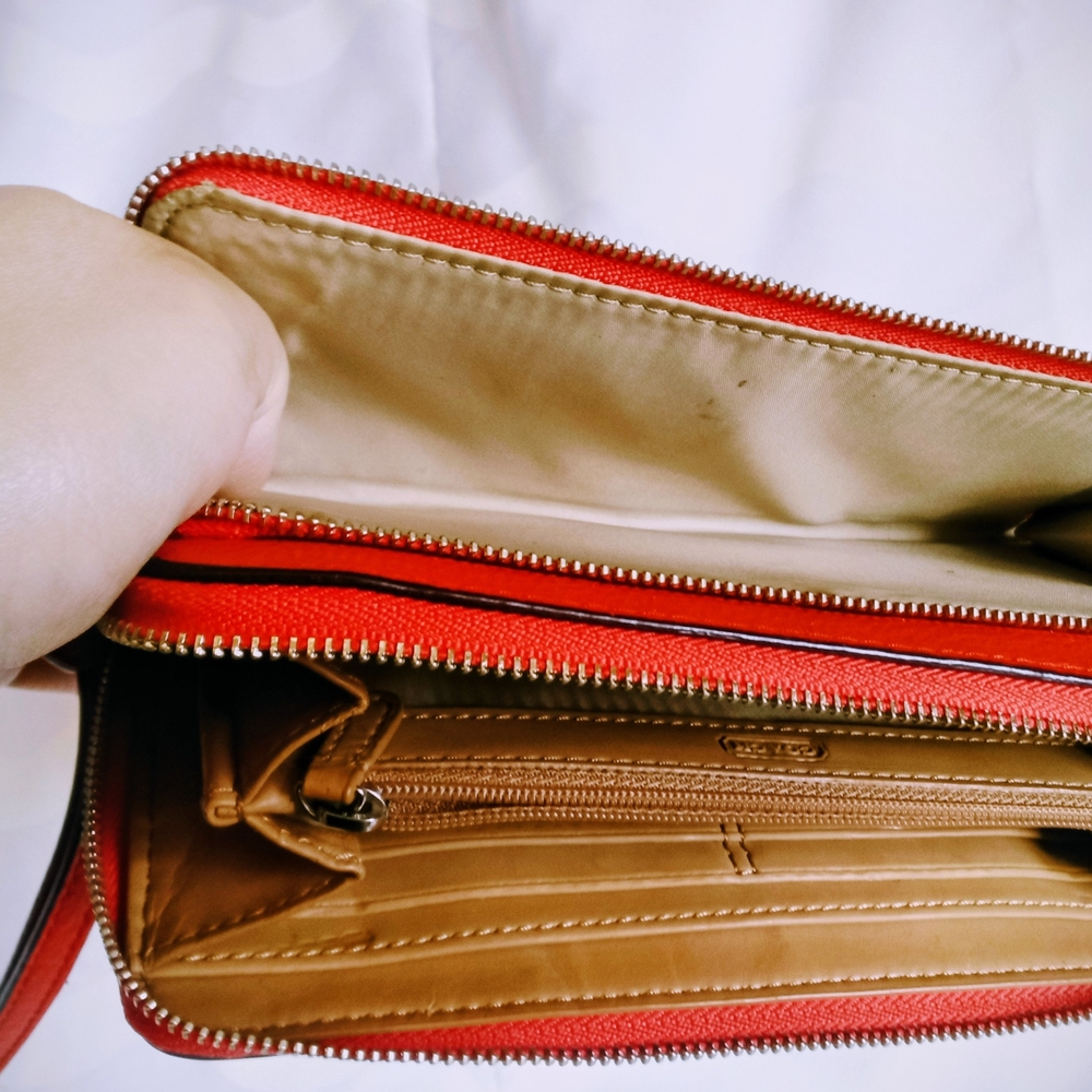 Coach Orange Leather Wristlet - Picture 6 of 7